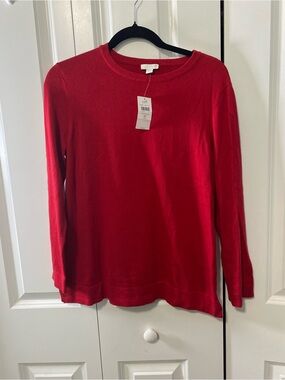 J. Jill Red Crewneck Knit Pullover